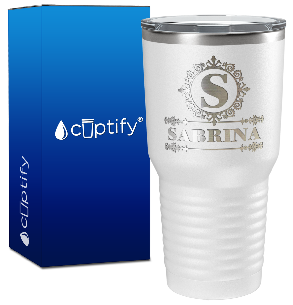 Personalized Ultramodern Initial and Name Engraved on 30oz Tumbler
