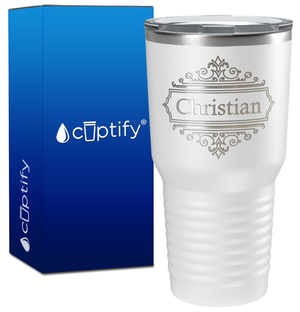 Personalized Crest Border Engraved on 30oz Tumbler