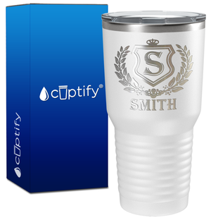 Personalized Monogram Initial Badge Engraved on 30oz Tumbler