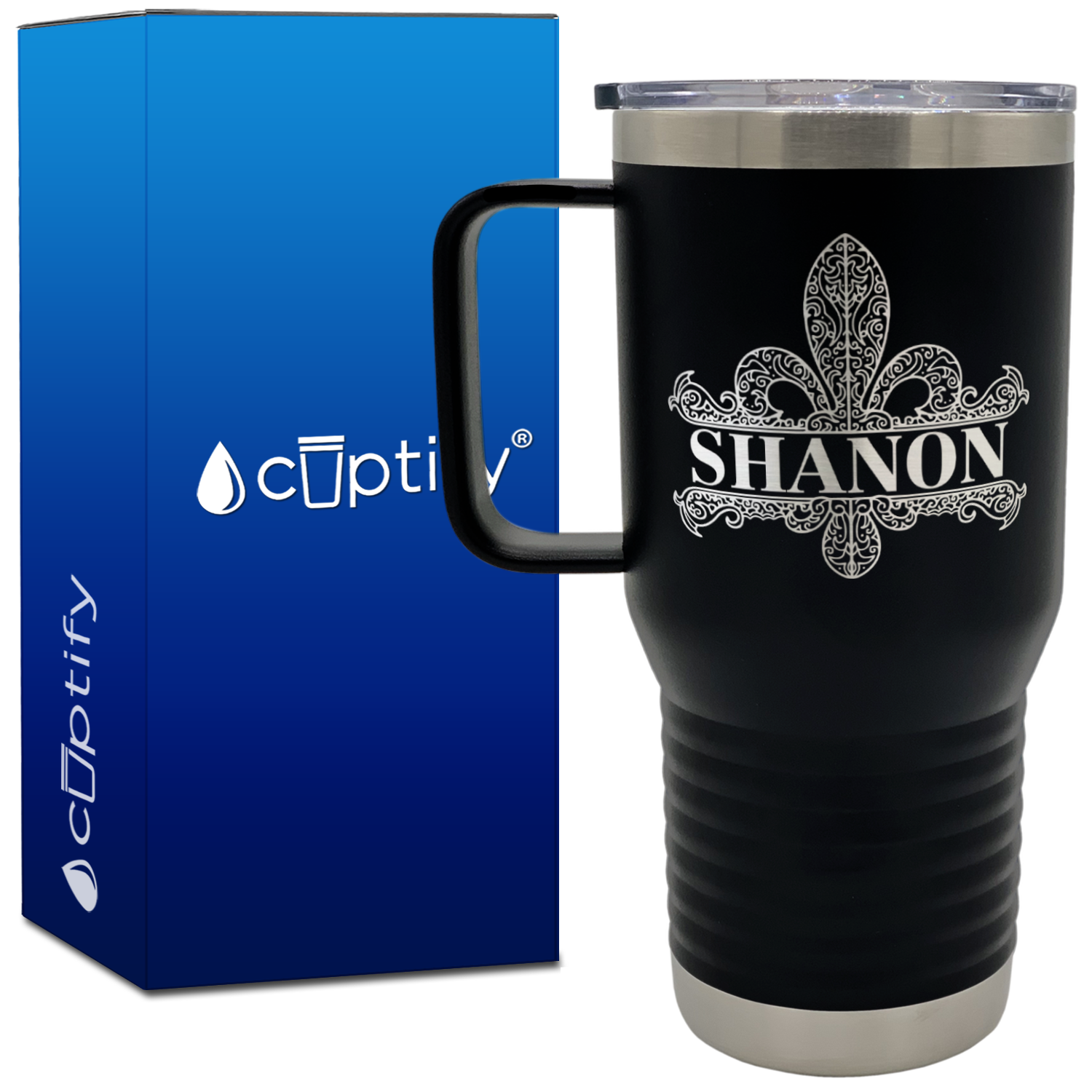 Personalized Fleur de Lis 20oz Travel Mug