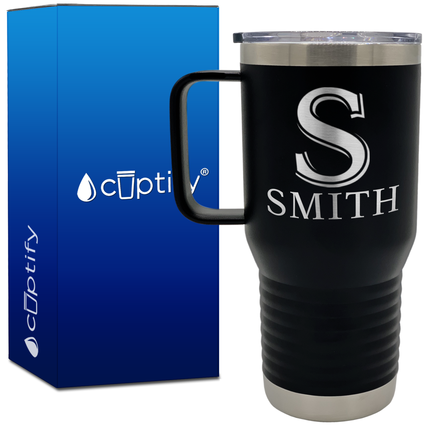 Personalized Monogram Initial and Name Engraved on 20oz Travel Mug