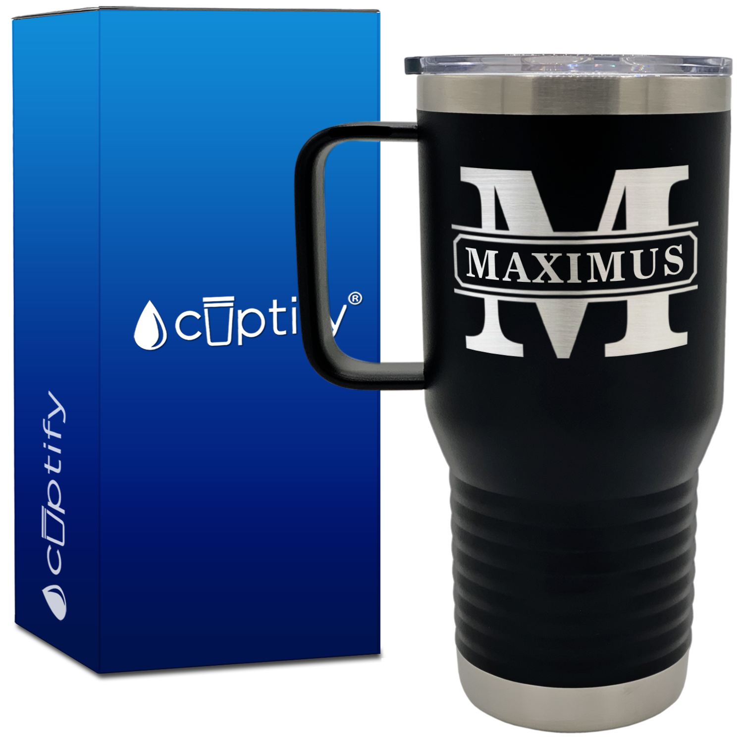 Personalized Vintage Block Engraved on 20oz Travel Mug