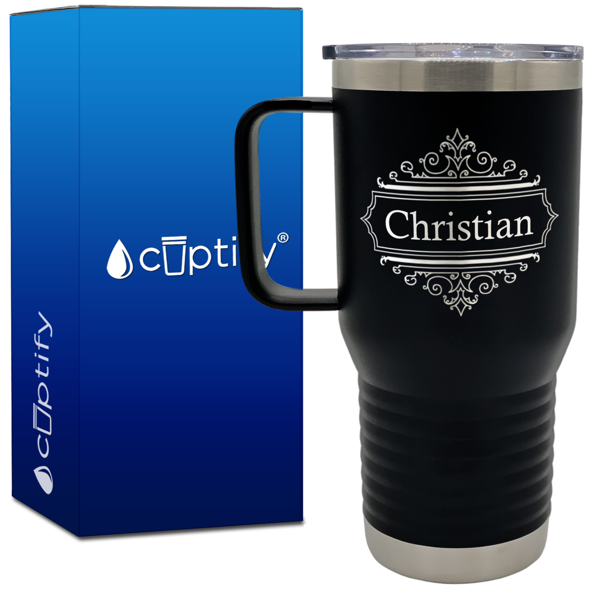 Personalized Crest Border 20oz Travel Mug
