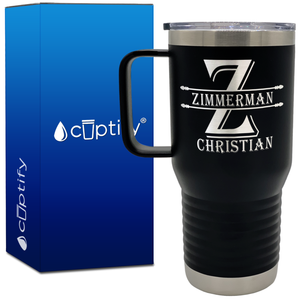 Personalized Initial Block Engraved on 20oz Travel Mug