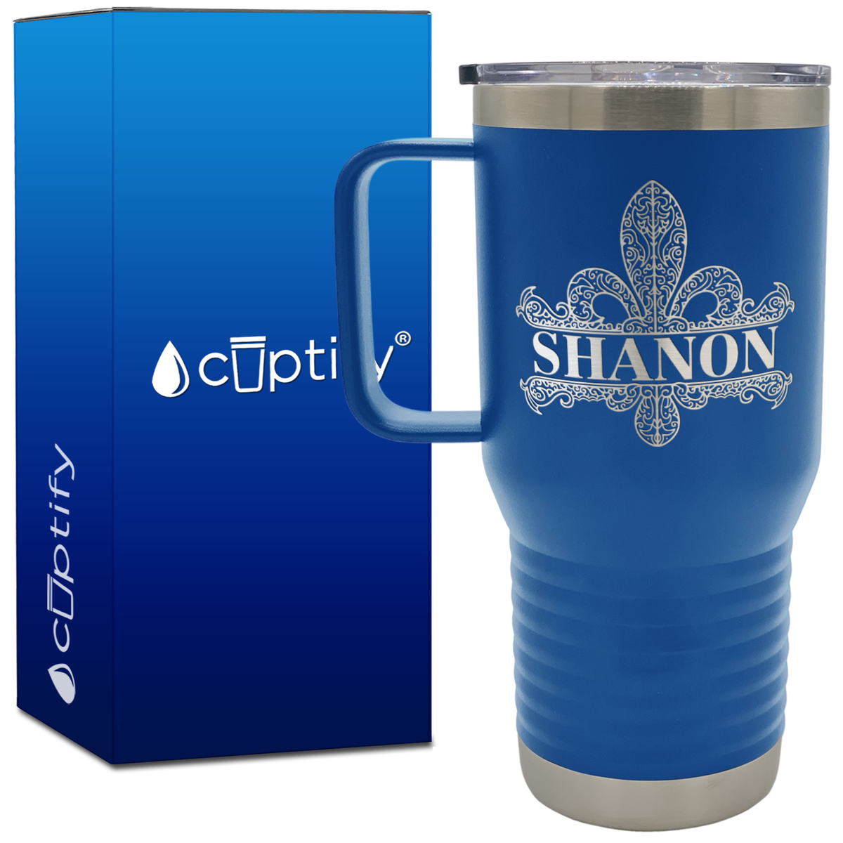Personalized Fleur de Lis 20oz Travel Mug