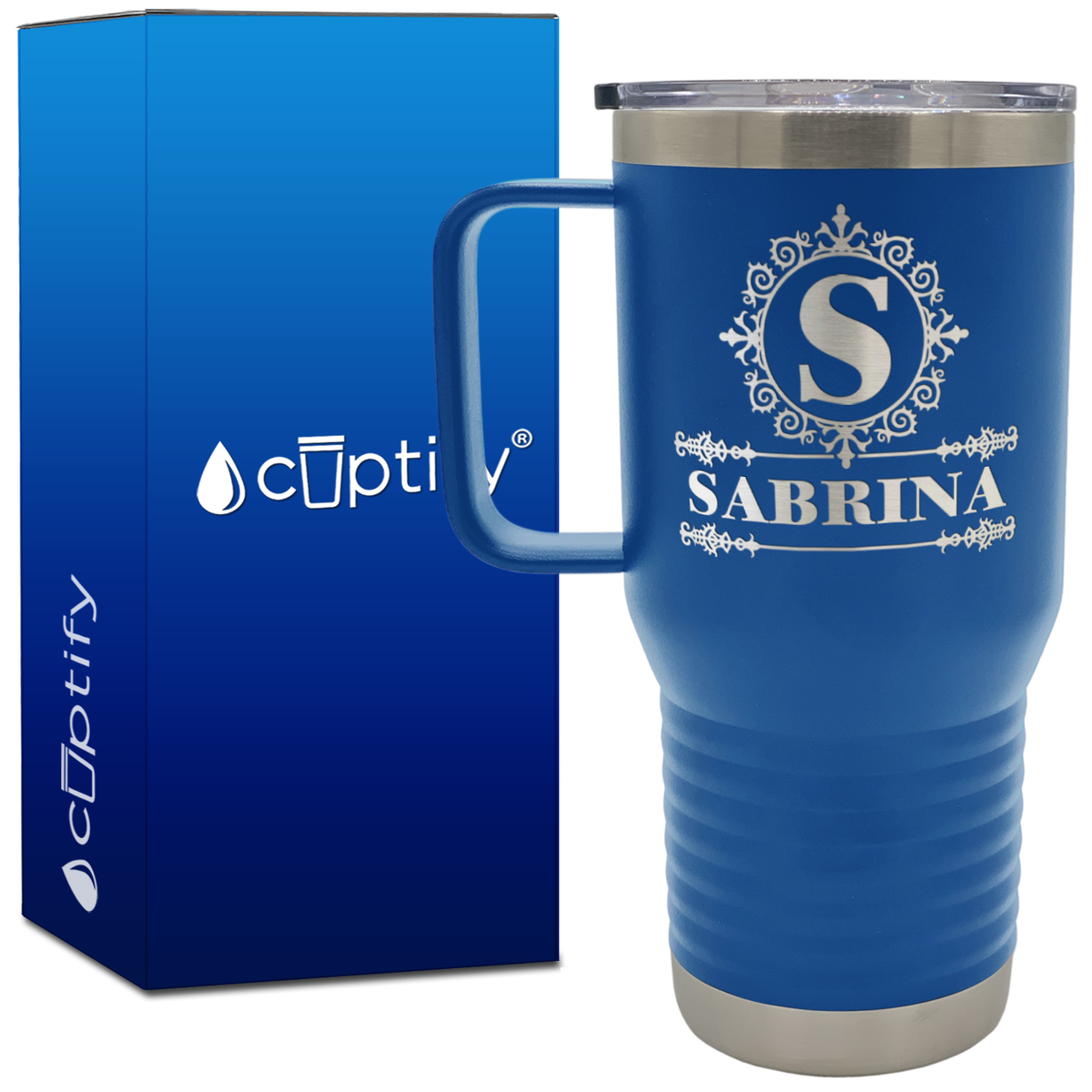Personalized Ultramodern Initial and Name 20oz Travel Mug