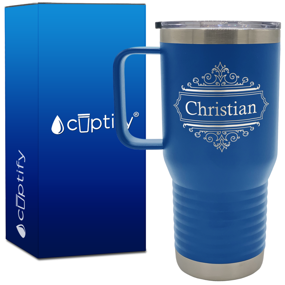 Personalized Crest Border 20oz Travel Mug