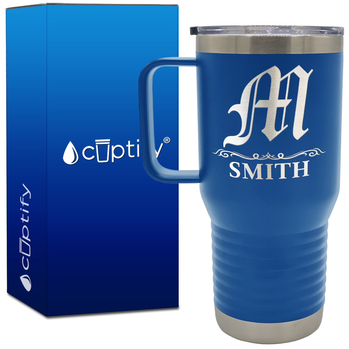 Personalized Gothic Initial 20oz Travel Mug