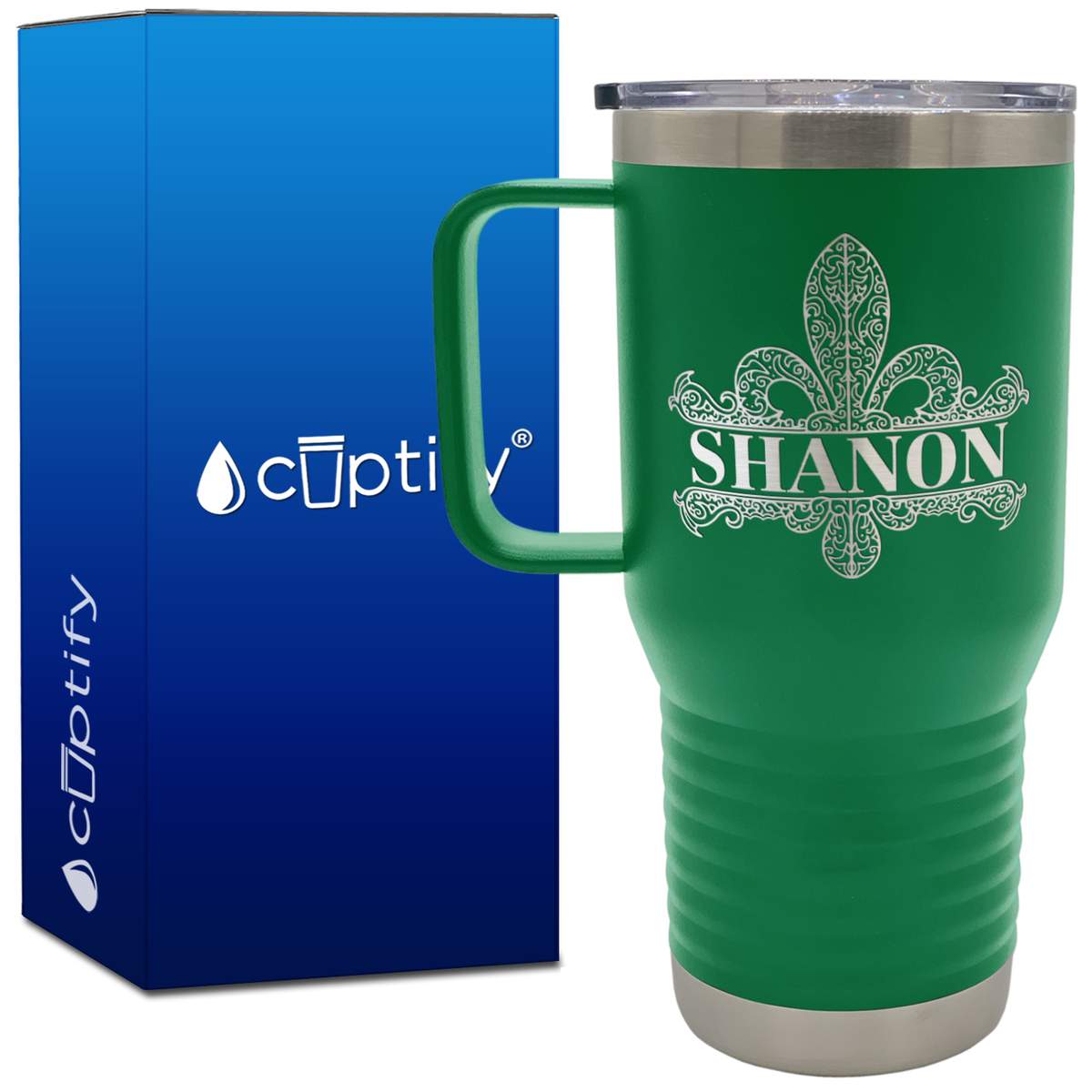 Personalized Fleur de Lis 20oz Travel Mug