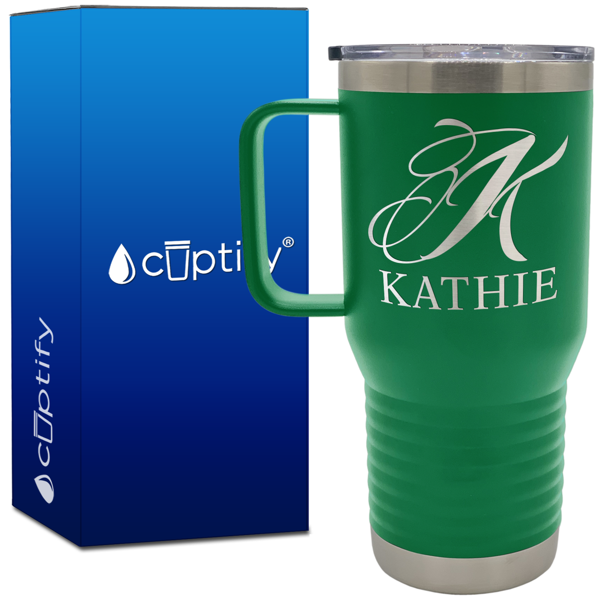 Personalized Script Initial and Name 20oz Travel Mug