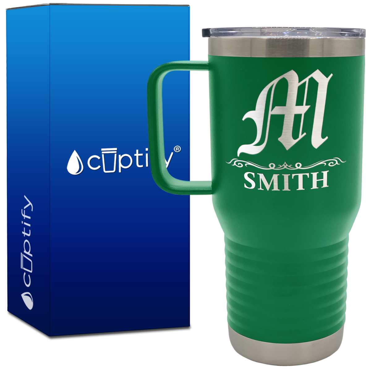 Personalized Gothic Initial 20oz Travel Mug