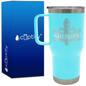 Personalized Fleur de Lis 20oz Travel Mug