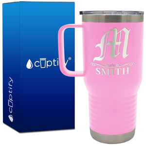 Personalized Gothic Initial 20oz Travel Mug