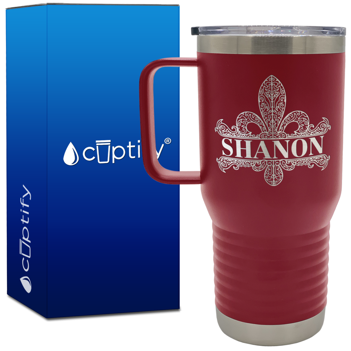 Personalized Fleur de Lis 20oz Travel Mug