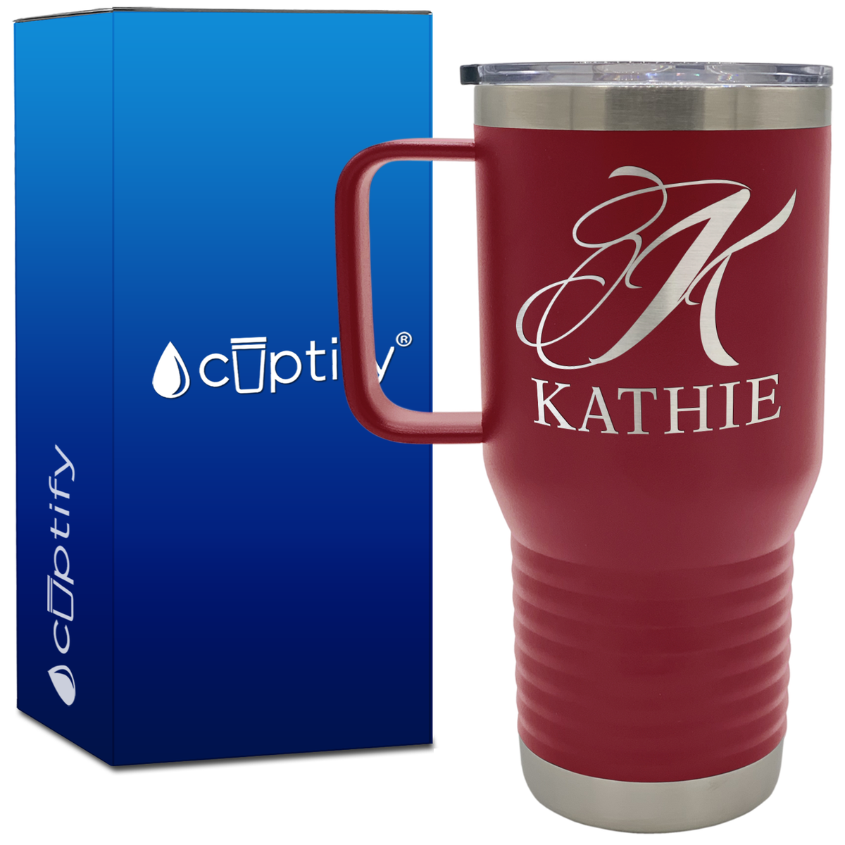 Personalized Script Initial and Name 20oz Travel Mug