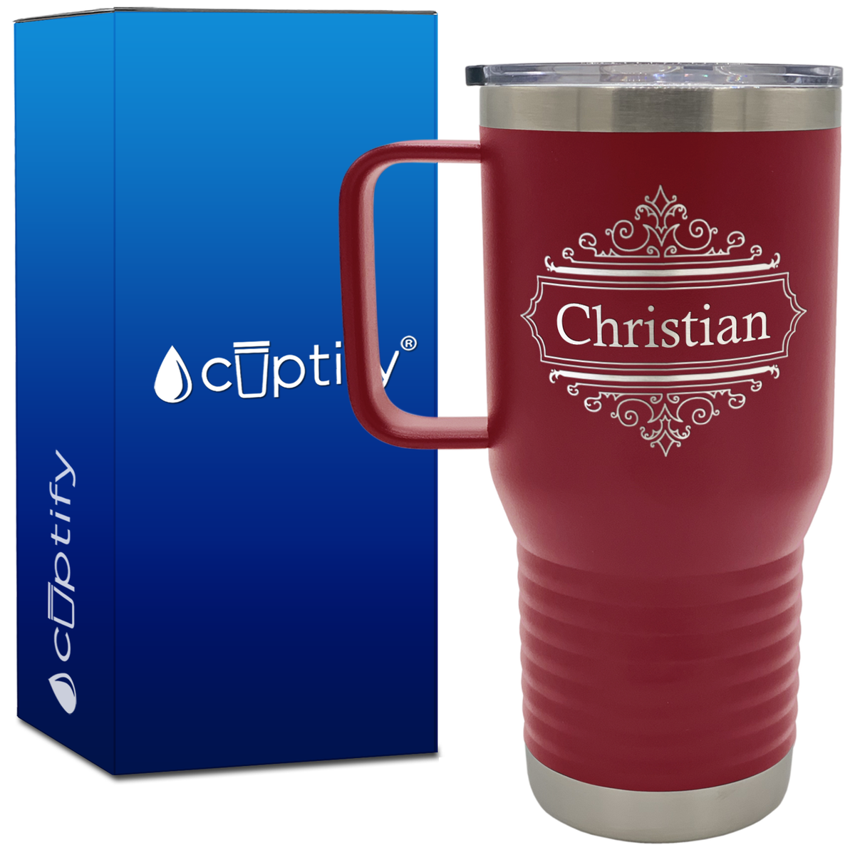 Personalized Crest Border 20oz Travel Mug