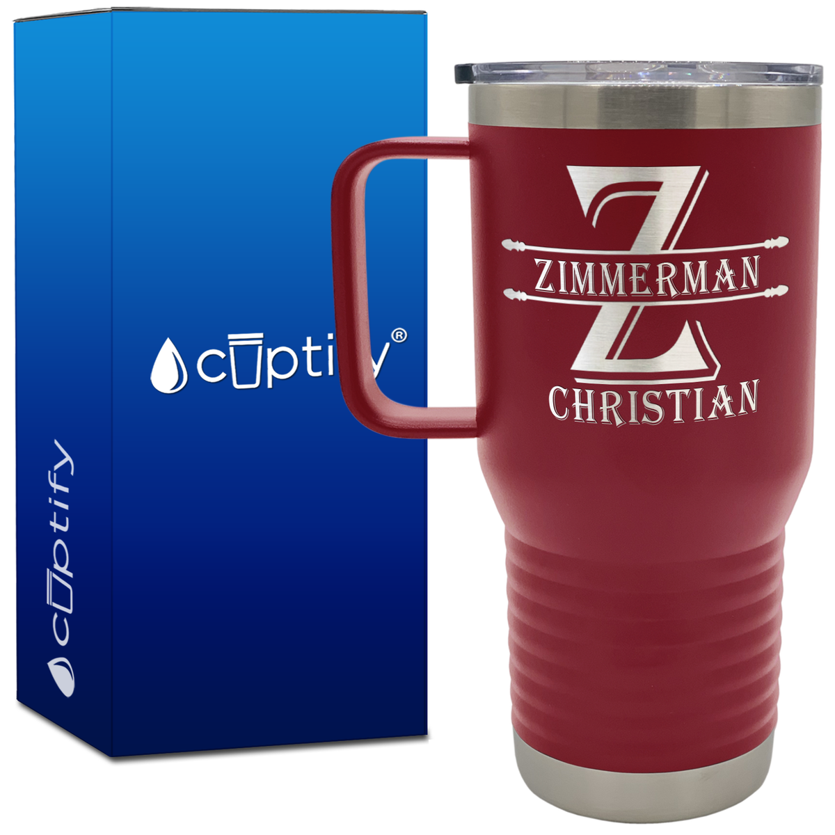 Personalized Initial Block 20oz Travel Mug