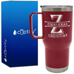 Personalized Initial Block Engraved on 20oz Travel Mug