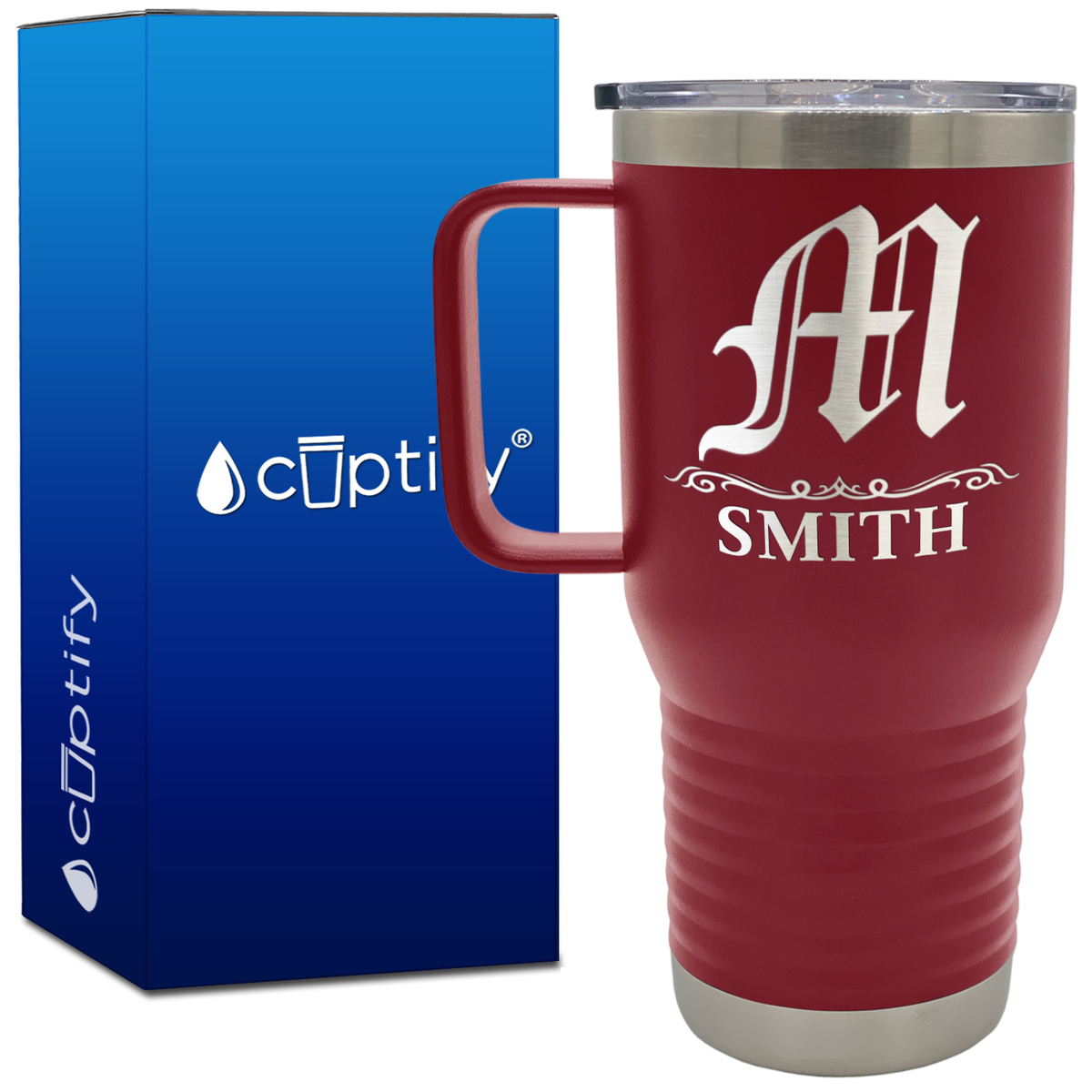 Personalized Gothic Initial 20oz Travel Mug