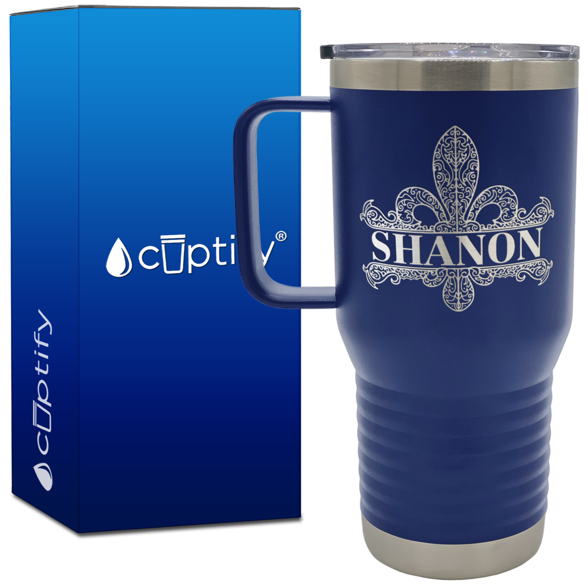 Personalized Fleur de Lis 20oz Travel Mug