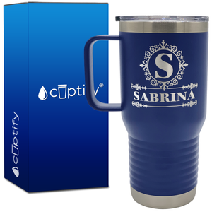 Personalized Ultramodern Initial and Name Engraved on 20oz Travel Mug