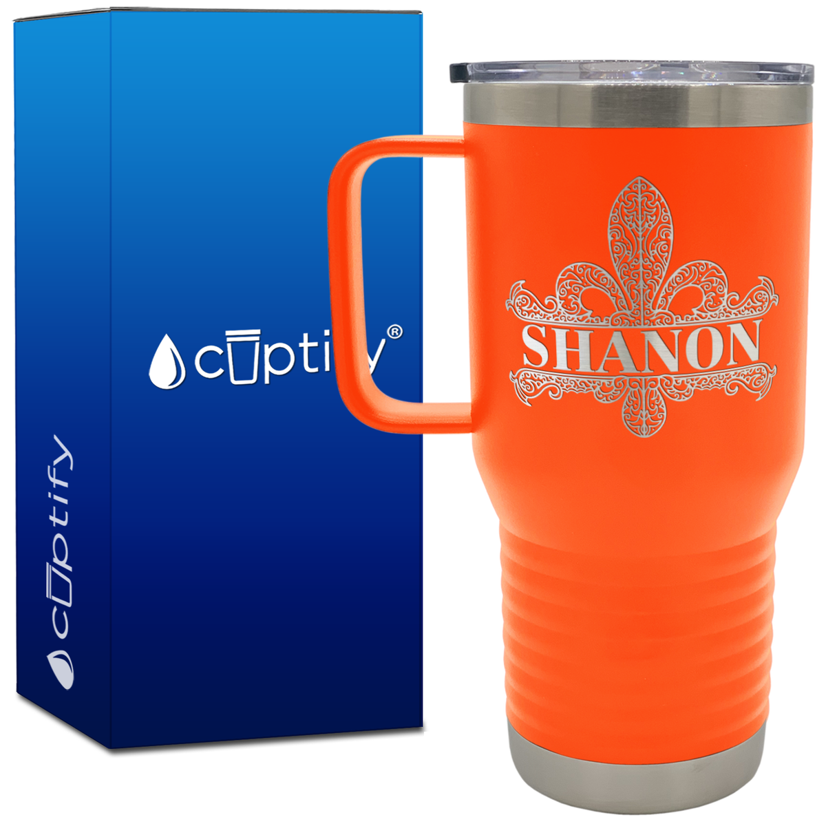 Personalized Fleur de Lis 20oz Travel Mug