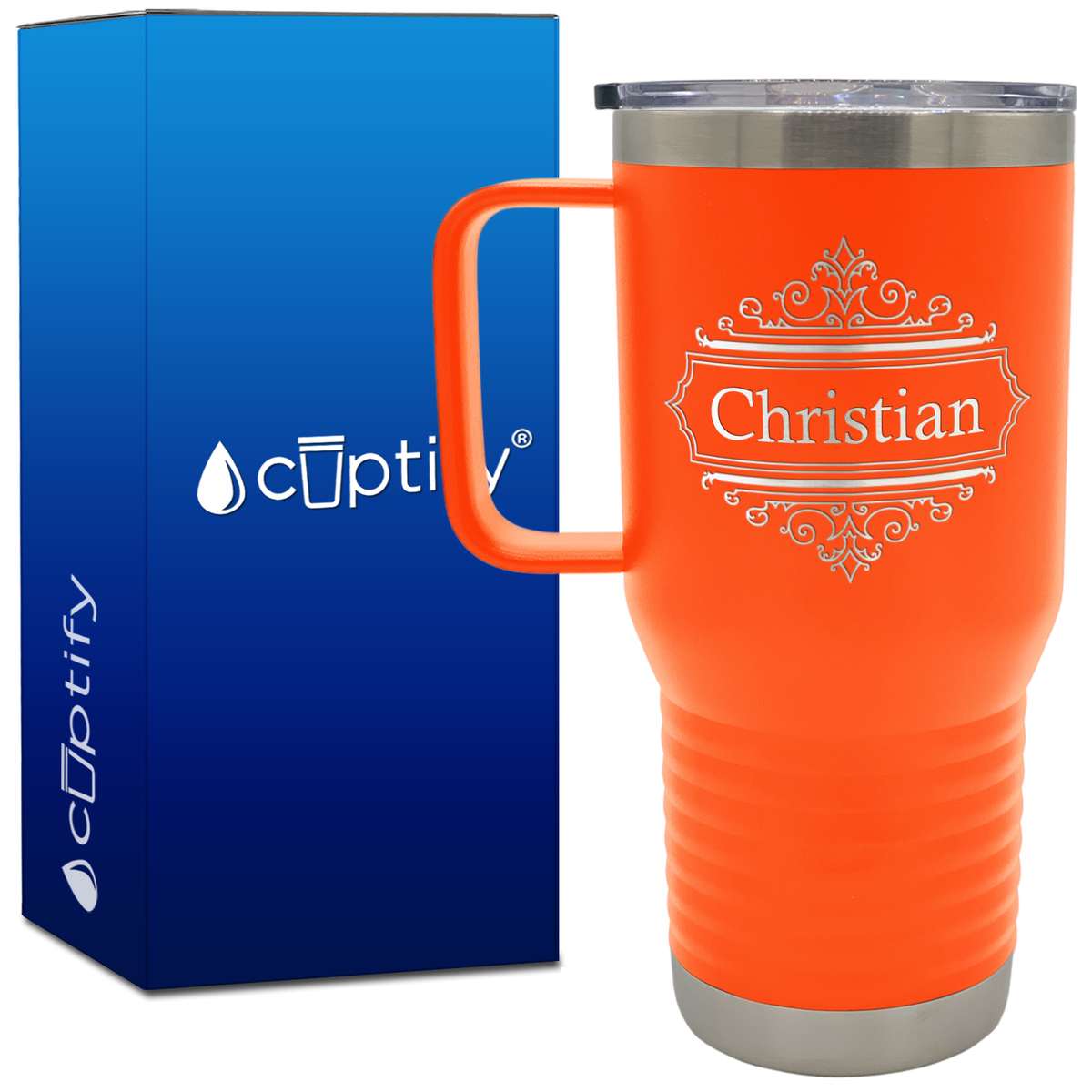 Personalized Crest Border 20oz Travel Mug