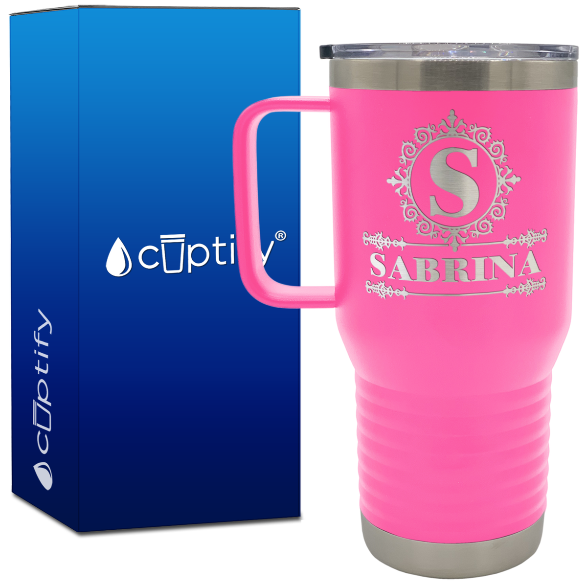 Personalized Ultramodern Initial and Name 20oz Travel Mug