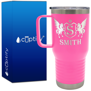 Personalized Pegasus Engraved on 20oz Travel Mug