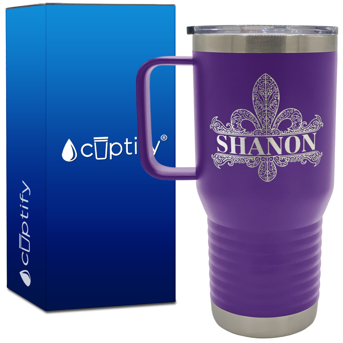 Personalized Fleur de Lis 20oz Travel Mug