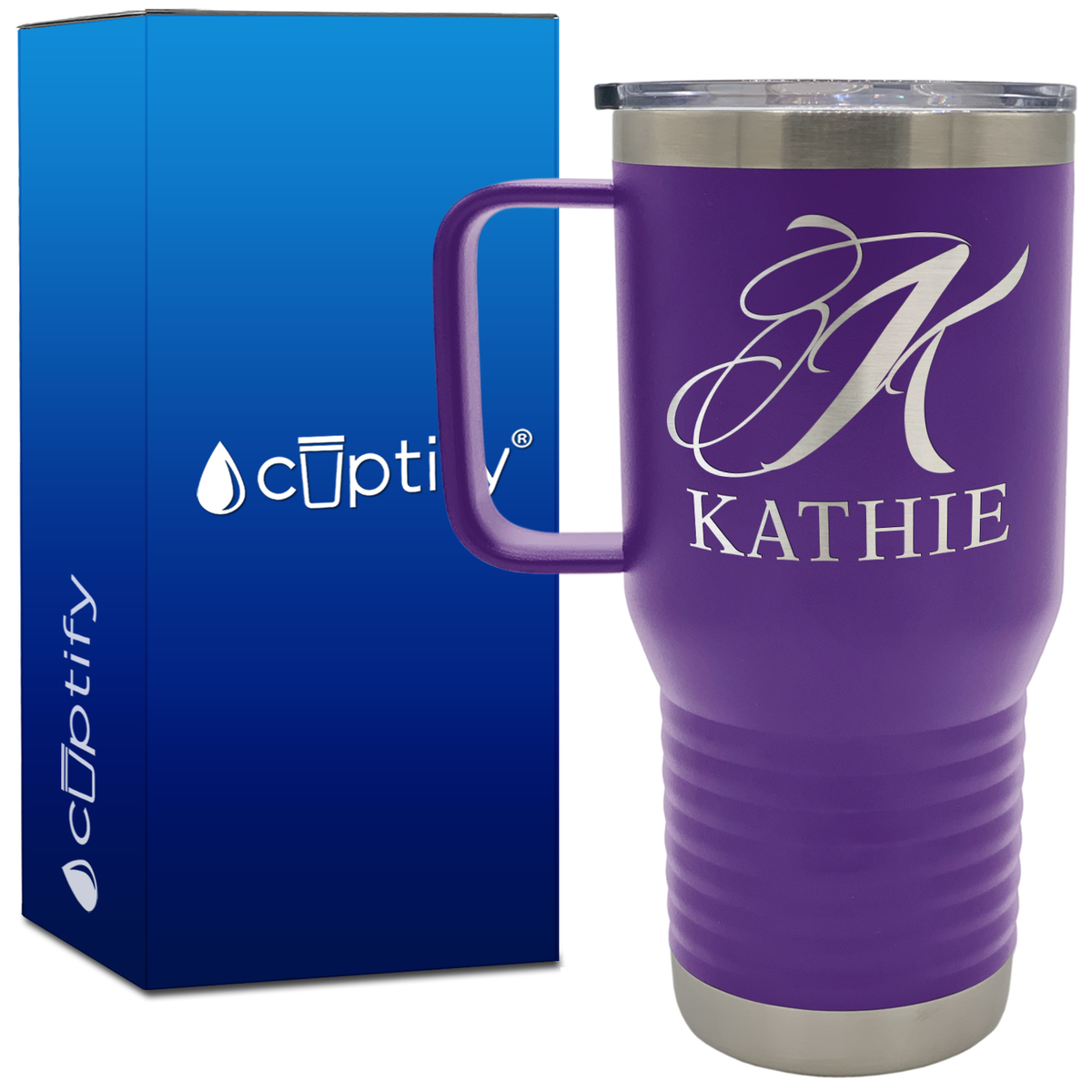 Personalized Script Initial and Name 20oz Travel Mug