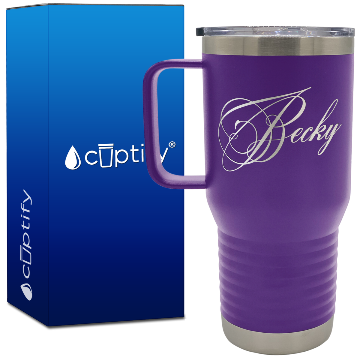 Personalized Decorative Script 20oz Travel Mug