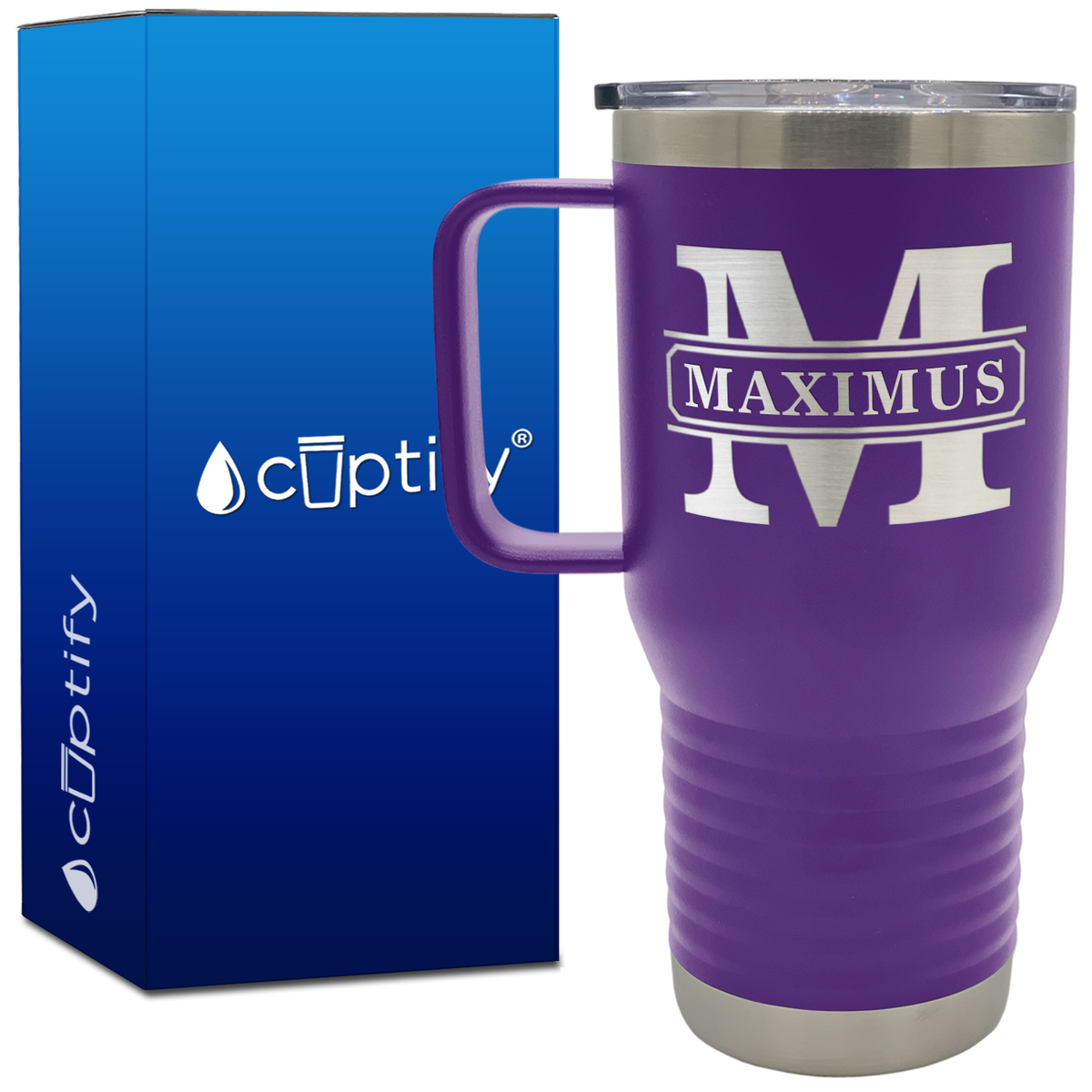 Personalized Vintage Block 20oz Travel Mug