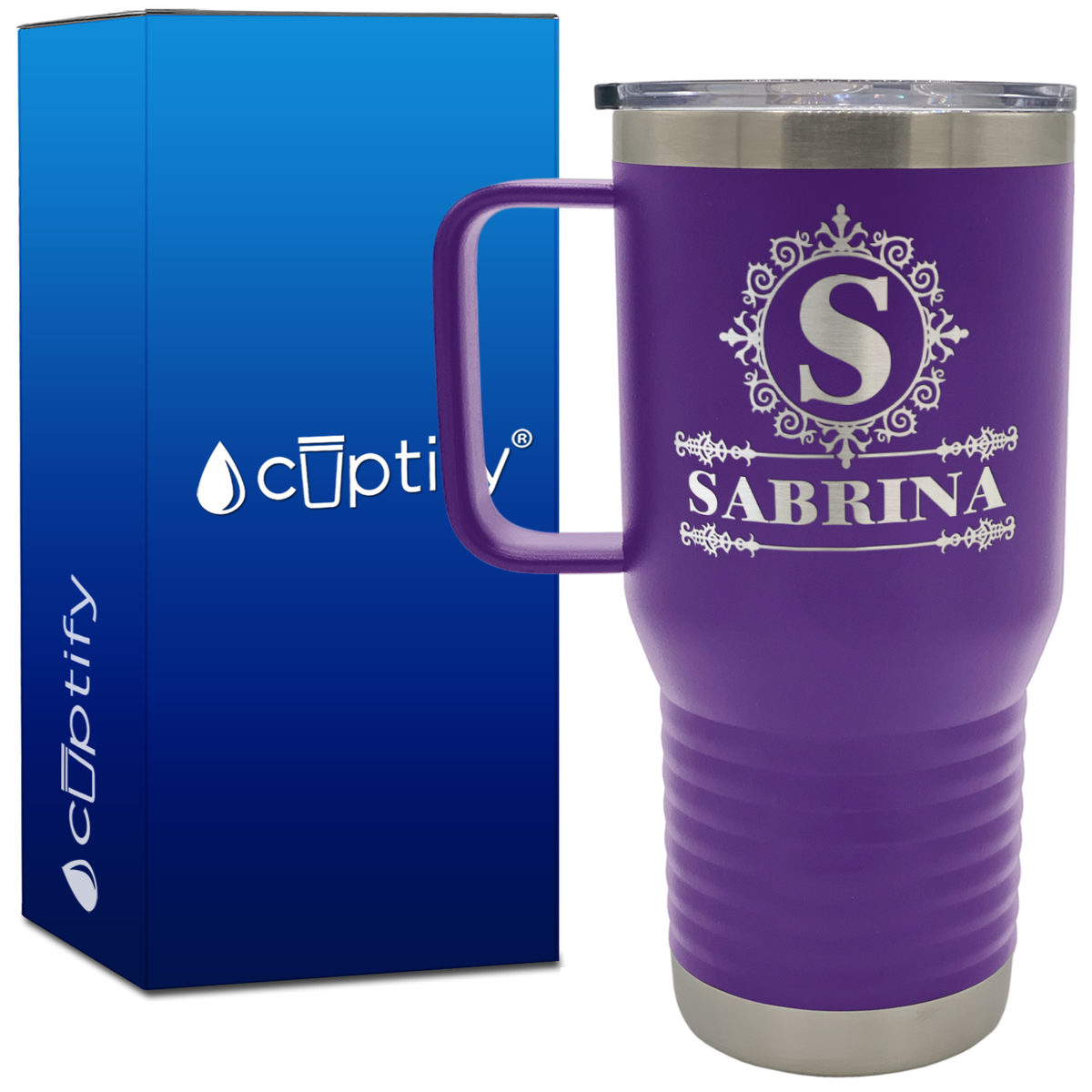 Personalized Ultramodern Initial and Name 20oz Travel Mug