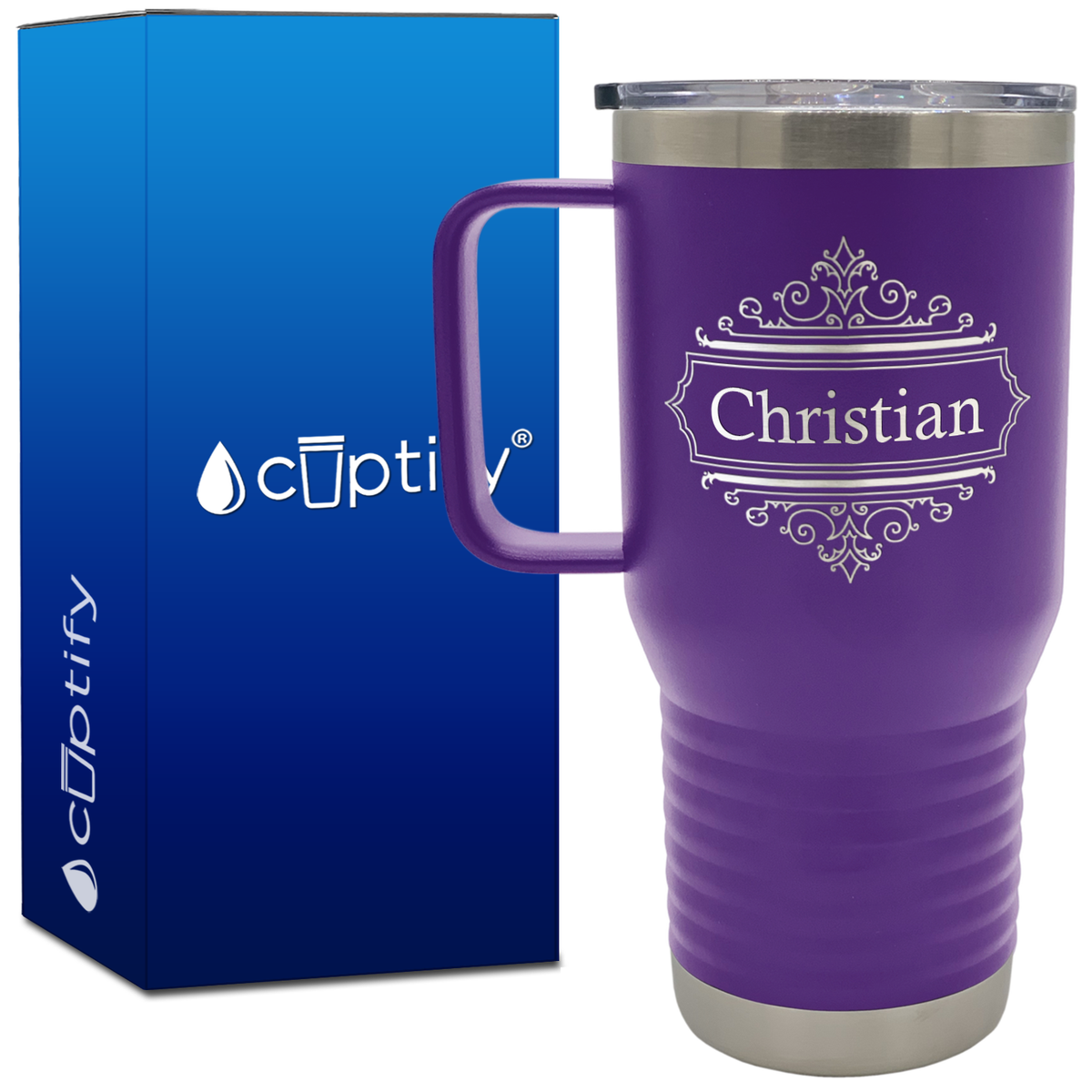 Personalized Crest Border 20oz Travel Mug