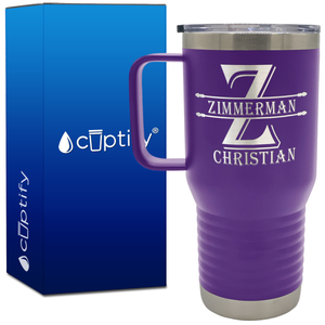 Personalized Initial Block Engraved on 20oz Travel Mug