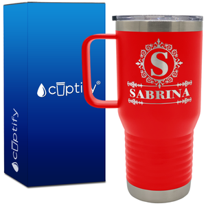 Personalized Ultramodern Initial and Name Engraved on 20oz Travel Mug