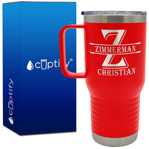 Personalized Initial Block Engraved on 20oz Travel Mug