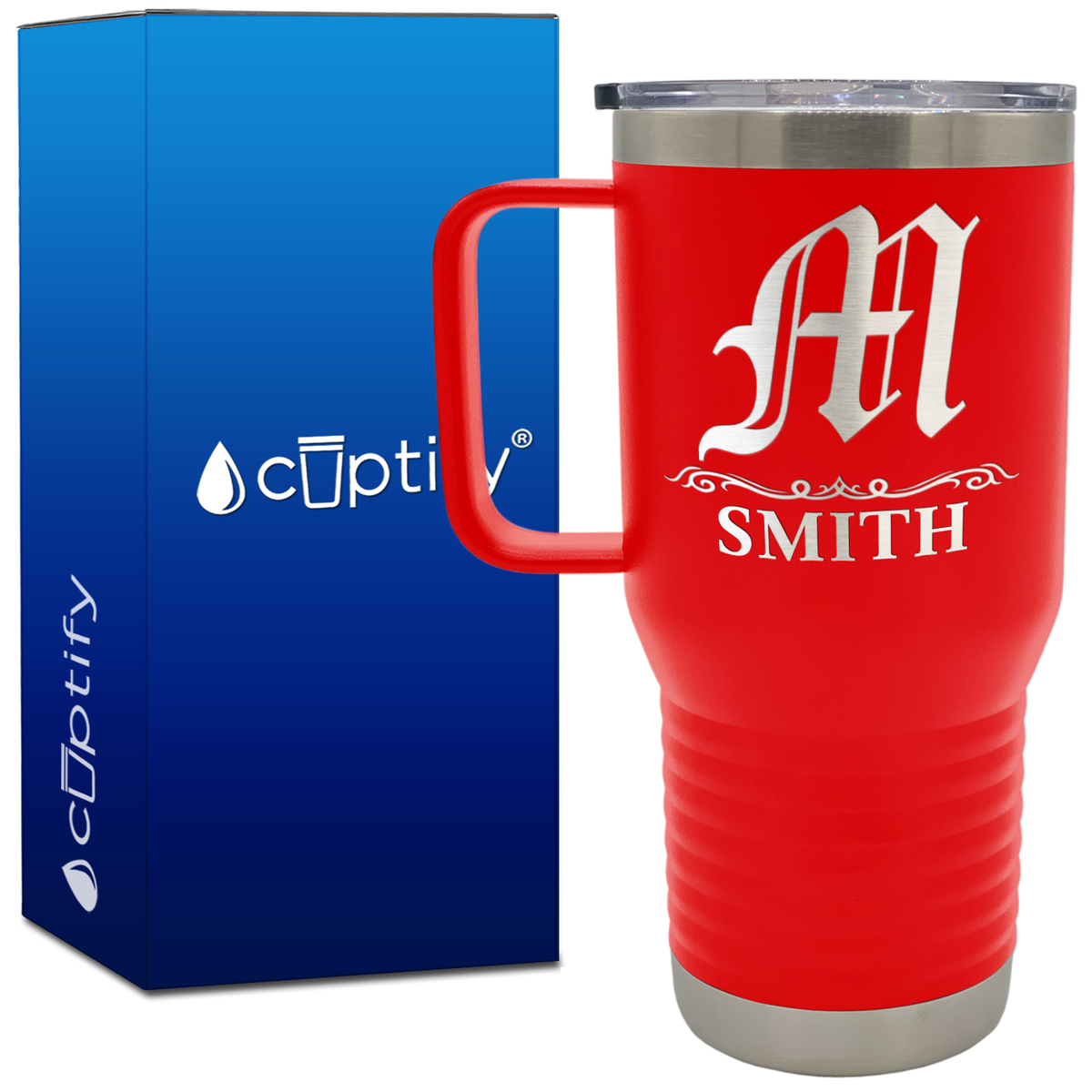 Personalized Gothic Initial 20oz Travel Mug