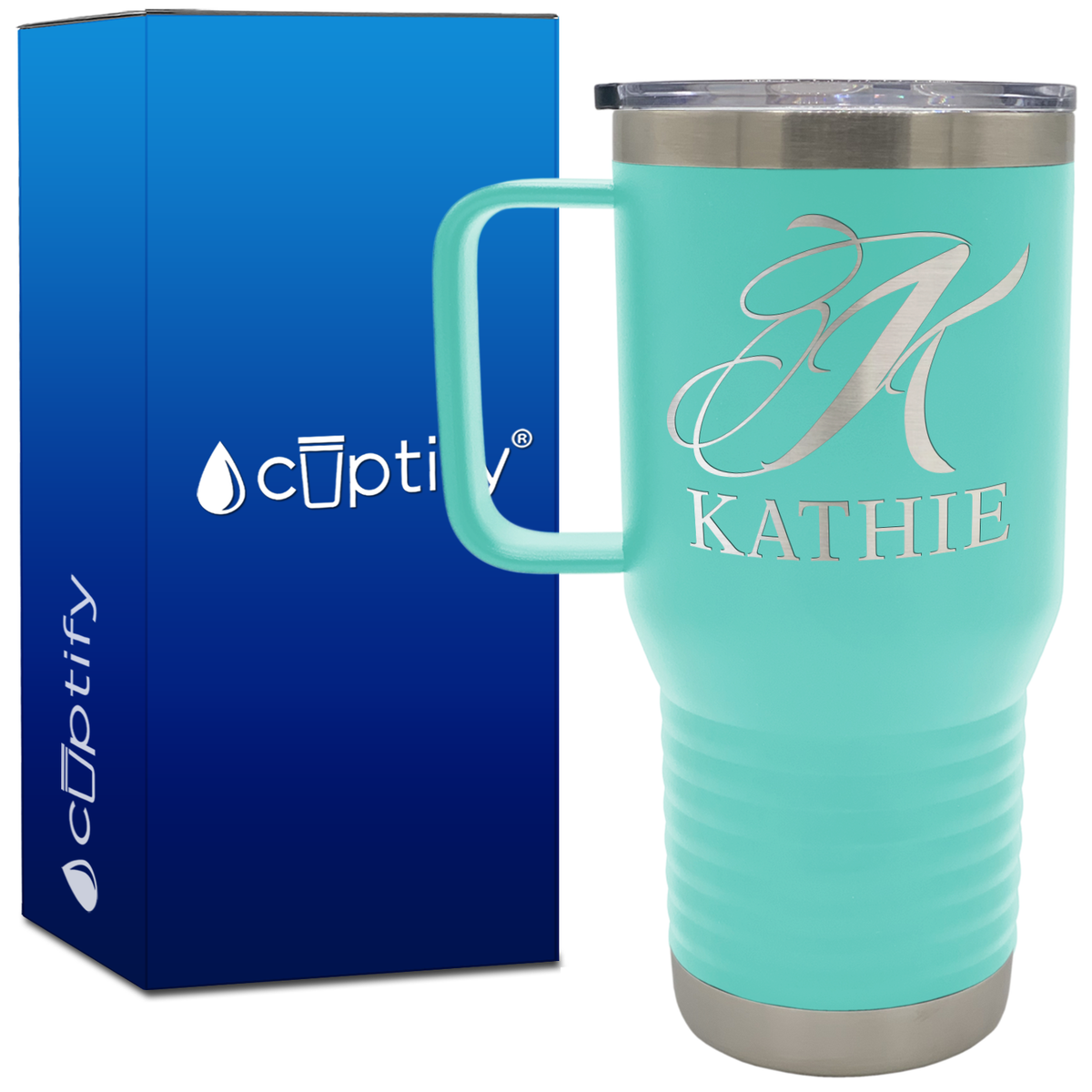 Personalized Script Initial and Name 20oz Travel Mug