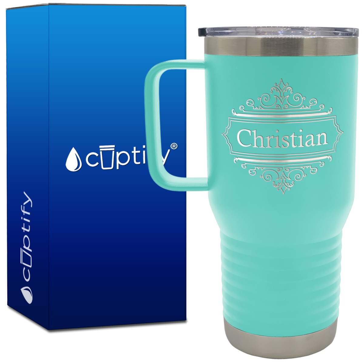 Personalized Crest Border 20oz Travel Mug