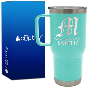 Personalized Gothic Initial 20oz Travel Mug