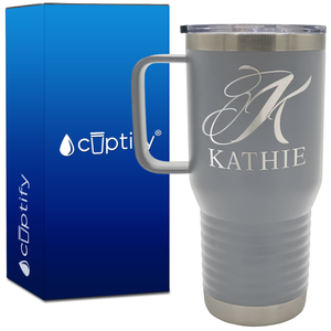 Personalized Script Initial and Name 20oz Travel Mug