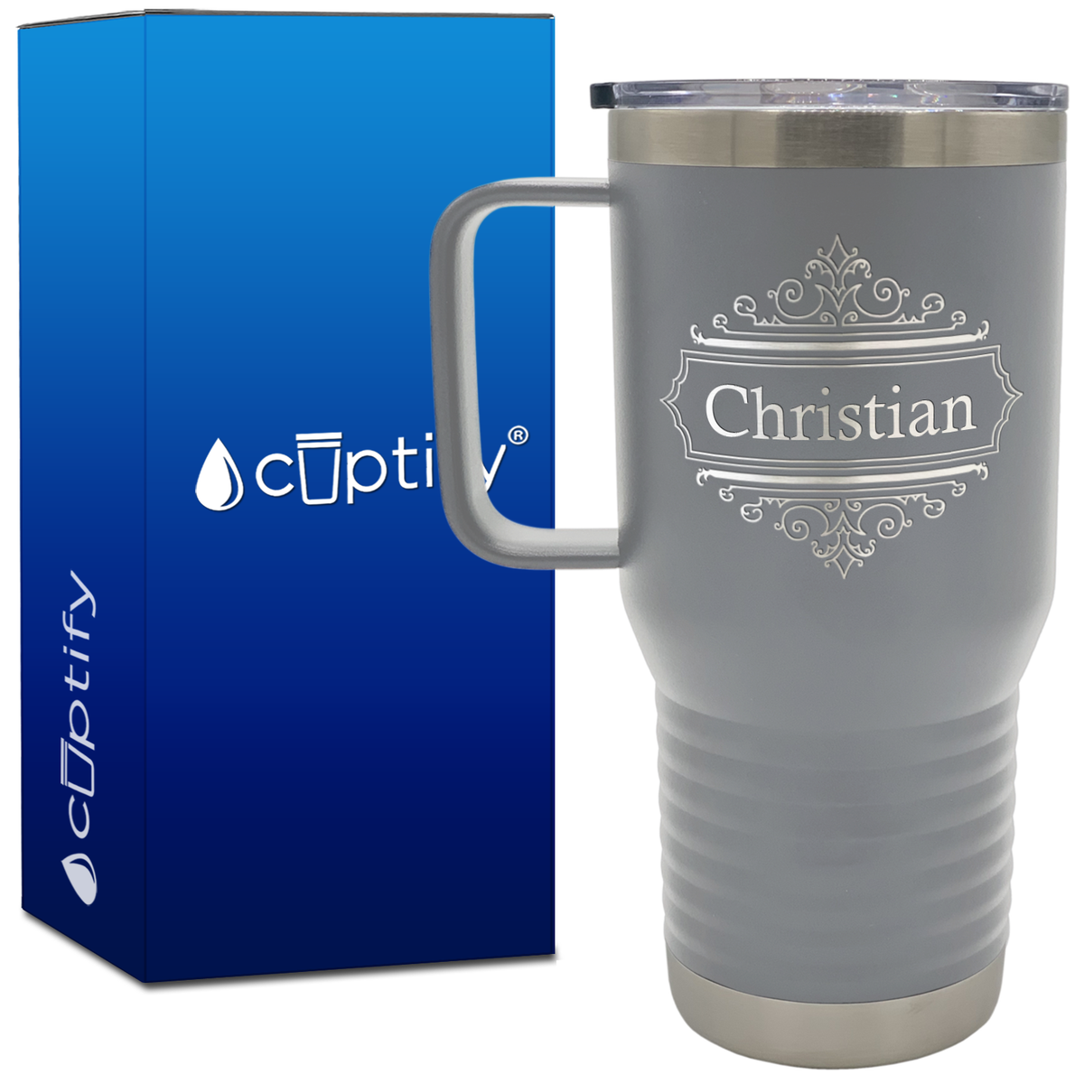 Personalized Crest Border 20oz Travel Mug