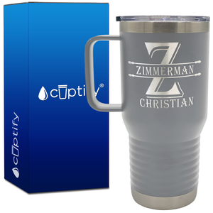Personalized Initial Block Engraved on 20oz Travel Mug
