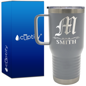 Personalized Gothic Initial 20oz Travel Mug