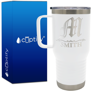 Personalized Gothic Initial 20oz Travel Mug