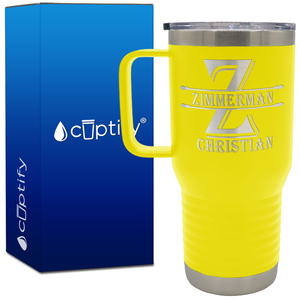 Personalized Initial Block Engraved on 20oz Travel Mug