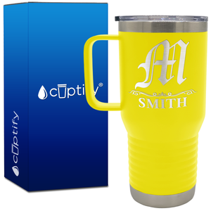 Personalized Gothic Initial 20oz Travel Mug