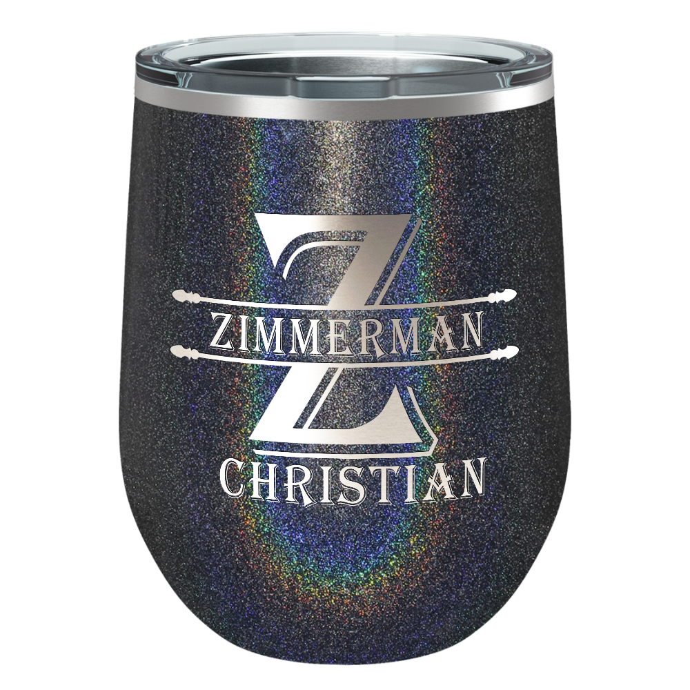 Personalized Initial Block Engraved on 12oz Wine Tumbler